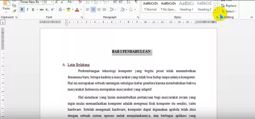 cara membuat daftar isi manual di word 2013