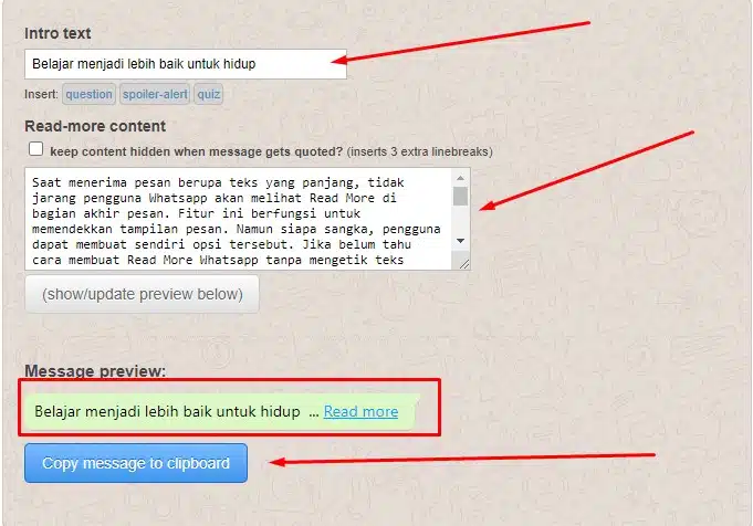 Cara membuat Read More Whatsapp