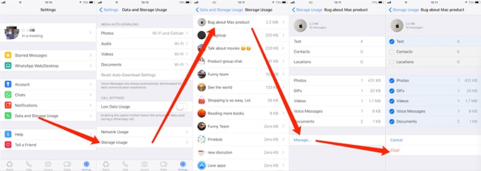 Cara menghapus data WhatsApp di iPhone