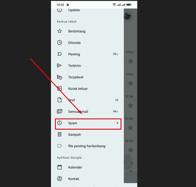 cara melihat spam di Gmail