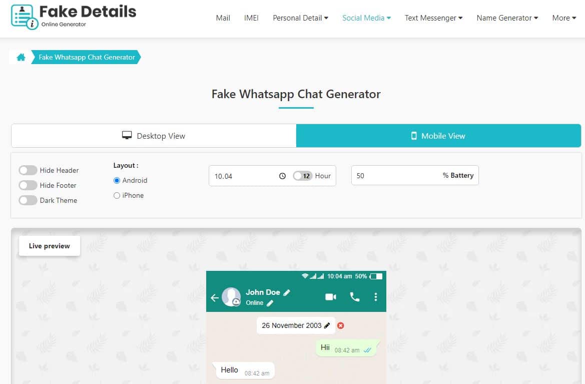 fake whatsapp chat generator