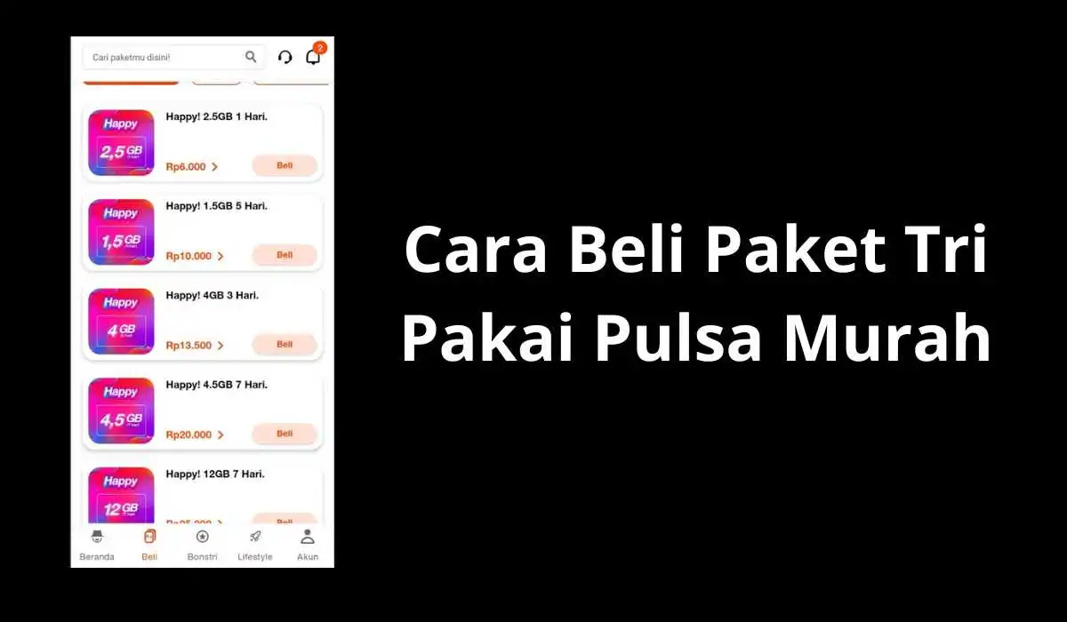 Cara Beli Paket Tri Pakai Pulsa Murah