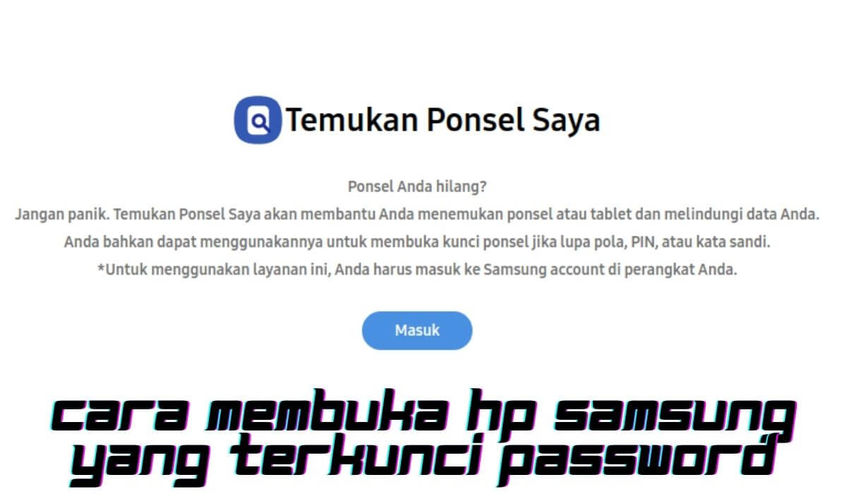 Cara membuka hp samsung yang terkunci password