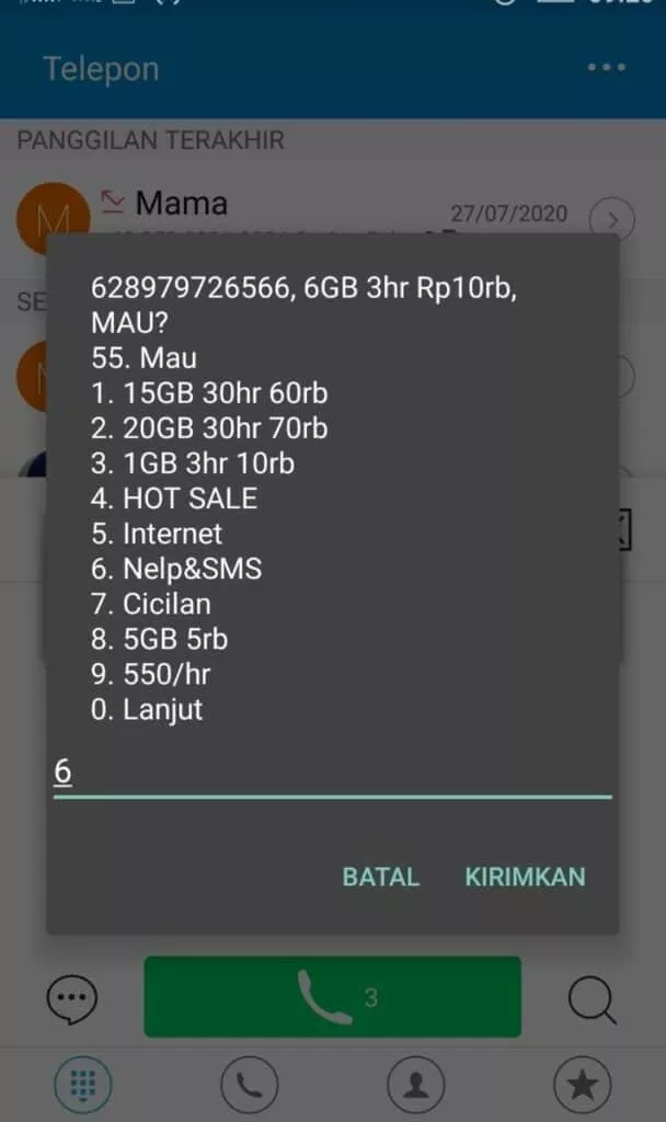 Cara cek paket nelpon tri