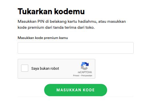 cara memasukkan kode voucher spotify