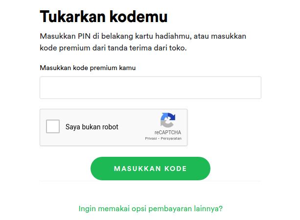 cara memasukkan kode spotify premium