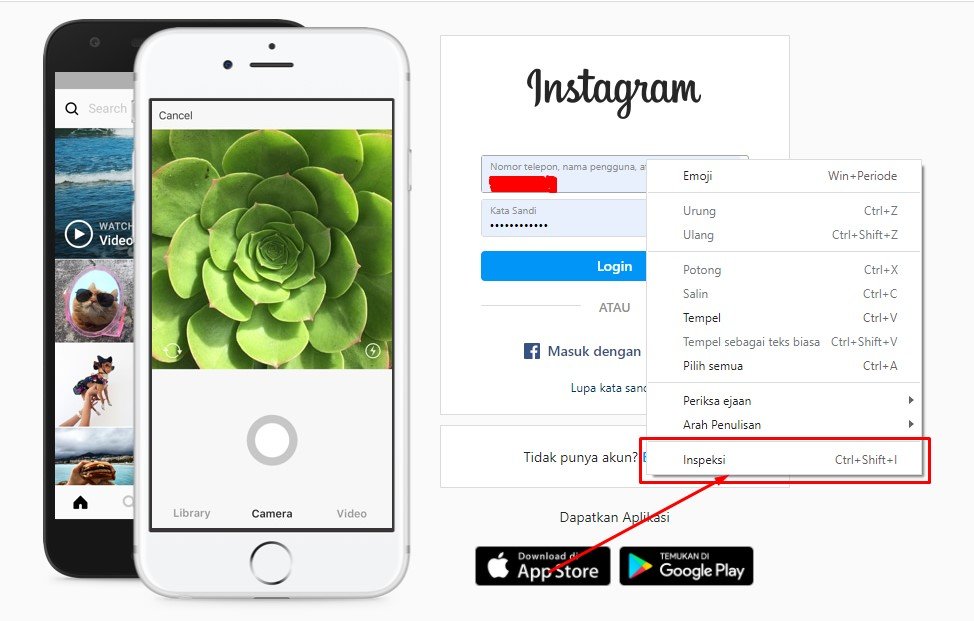 cara mengetahui password instagram dengan html