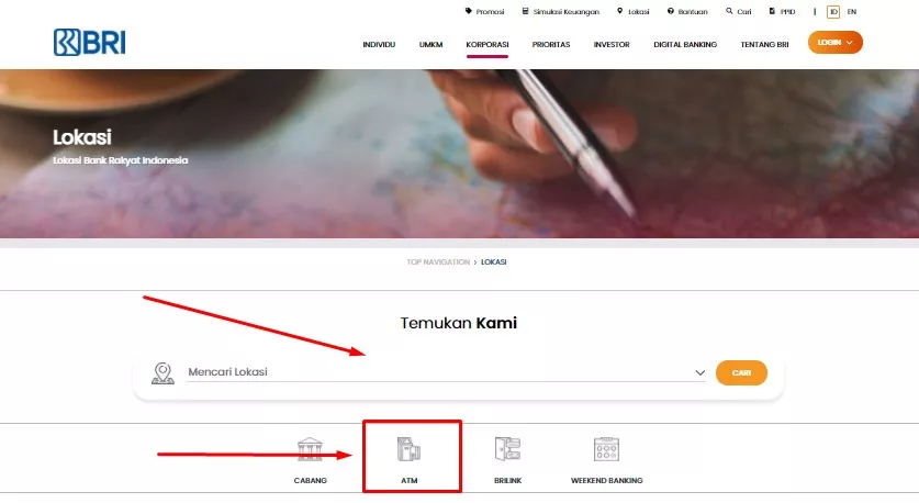 atm bri terdekat dari lokasi saya sekarang