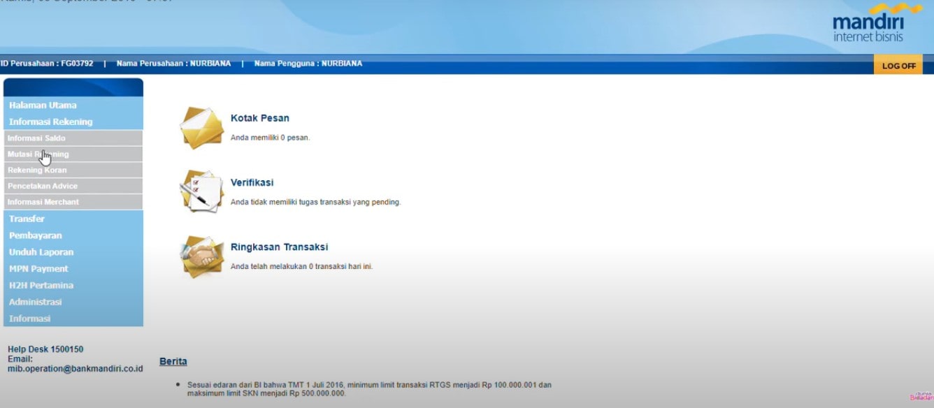 cara login internet banking mandiri bisnis