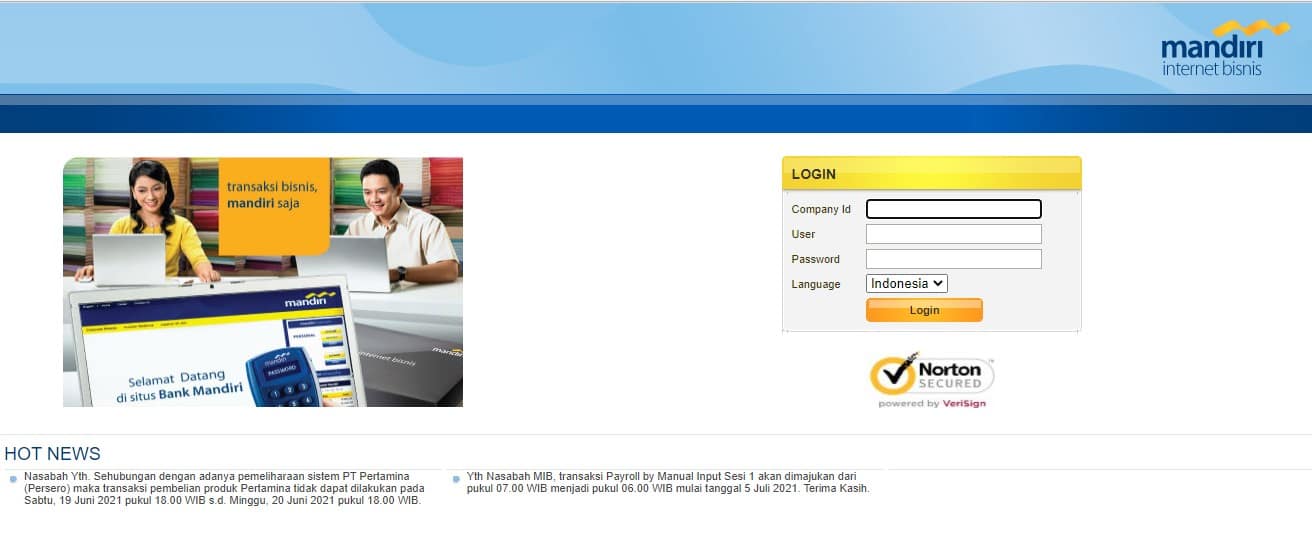 cara login internet banking mandiri bisnis