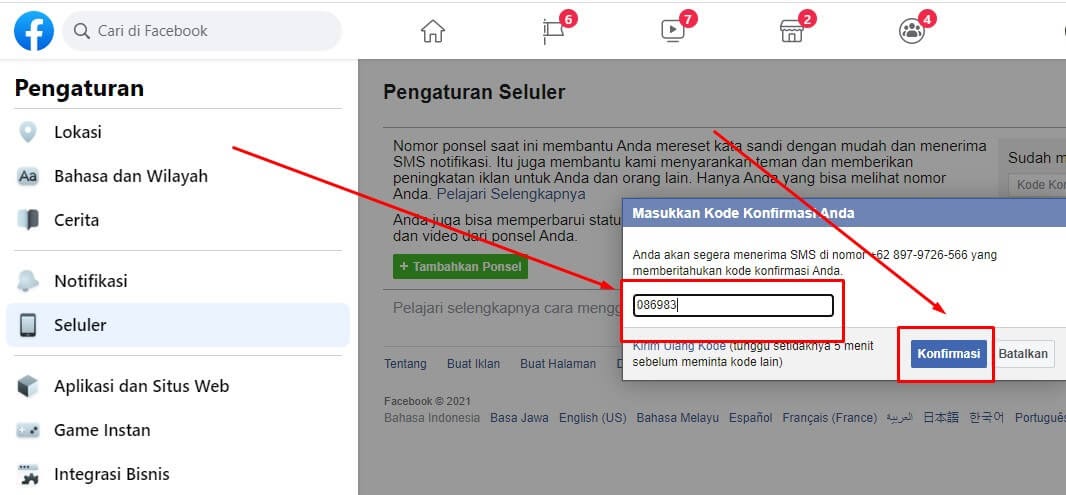 Cara Mengubah no telp Di Facebook